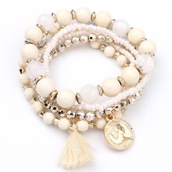 **FINLEY* Ivory Tassel x Coin Fashion Bracelet Set - Picture 1 of 2